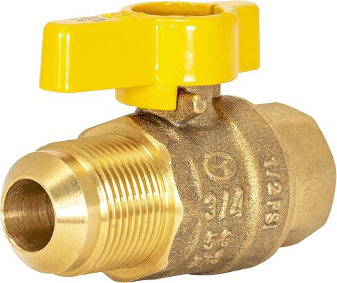 Eastman Brass Straight Gas Ball Valve Connector with Quarter-Turn Lever Handle, 1/2 Inch FIP x 3/8 Inch OD Tube, 60001 in Kuwait