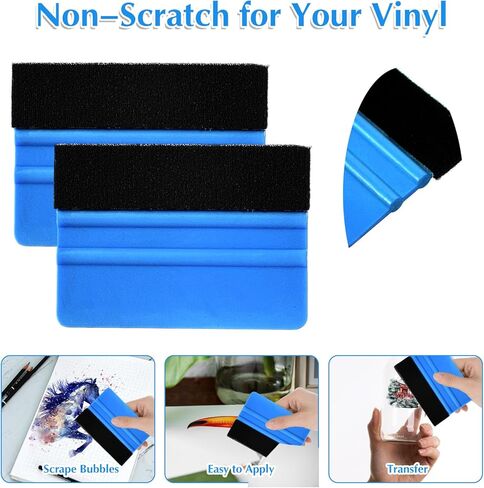 Vinyl Squeegee Tool, Blue Plastic Felt Squeegee for Vinyl Scraper for Craft Car Wrap Decal Window Tint Class Film Wallpaper Wrap Application Tools in Saudi Arabia
