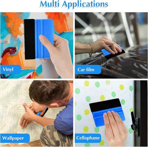 Vinyl Squeegee Tool, Blue Plastic Felt Squeegee for Vinyl Scraper for Craft Car Wrap Decal Window Tint Class Film Wallpaper Wrap Application Tools in Saudi Arabia