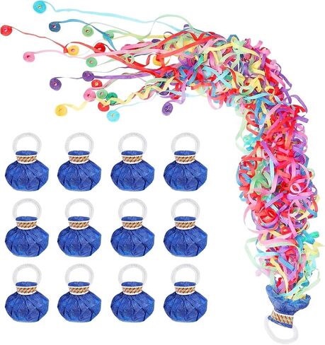 12Pack No Mess Streamers,Color Mix Hand Throw Streamers Poppers,No Mess Confetti Poppers for Wedding,Birthday,Party Celebrations,Graduation,Party Favors Shows in Saudi Arabia