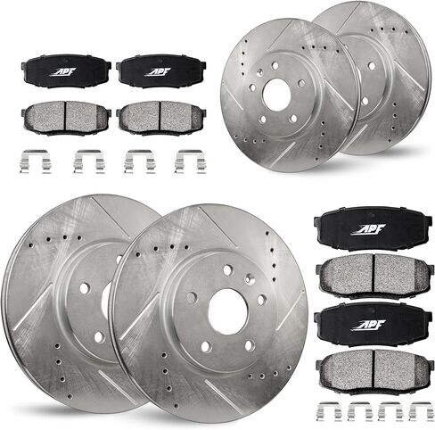 APF Full Brake Kit Compatible For Chevrolet HHR 2008-2010 Zinc Drilled and Slotted Rotors with Carbon Fiber Pads | 5, 5 Lugs | 296 MM / 11.654 Inch Rotor Diamter | 10YR WTY | 4 Rotors 8 Pads in Saudi Arabia