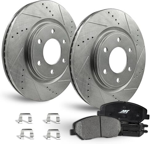 طقم فرامل خلفية متوافقة مع Hyundai Entourage 2007-2007 دوارات الزنك المحفورة والمشقوقة مع منصات من ألياف الكربون | 6 العروات| 302 ملم / 11.89 بوصة مقياس الدوار | ضمان 10 سنوات | 2 دوارات 4 منصات in Saudi Arabia