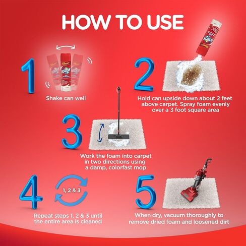 حل - 0-19200-00619-4 0-1920088365 رغوة سجاد ذات حركة مرور عالية تستخدم لتنظيف وتنعيم وإزالة البقع، 132 أونصة، 1.38 رطل (عبوة من 6 قطع) in Kuwait