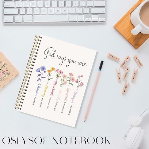 OSLYSOF God Says You Are Christian Spiral Notebook, Colorful Floral Bible Journaling Notebook, Bible Notebooks for Note Taking, Religious Prayer Journal for Woman, 5.5x8.3 Inch with 164 Pages in Saudi Arabia