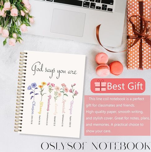 OSLYSOF God Says You Are Christian Spiral Notebook, Colorful Floral Bible Journaling Notebook, Bible Notebooks for Note Taking, Religious Prayer Journal for Woman, 5.5x8.3 Inch with 164 Pages in Saudi Arabia