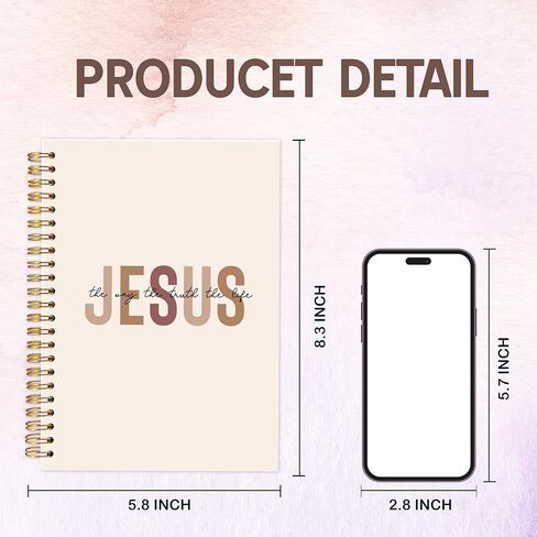 KAOWT Boho Christian Notebook Journal, Bible Notebooks for Note Taking, Christian Gifts for Women, Prayer Scripture Journal, Jesus the Way the Truth the Life Hardcover Spiral Notebook 5.5x8.3in in Kuwait