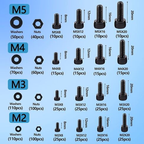 newlng 680pcs countersunk Head Screws with Nose Screw Set M3 M4 M5 M6 Screw and nut washers 304 Stainless Steel Cross countersunk Head Screw Machine Screws for DIY Repair Fixing Accessories in Kuwait