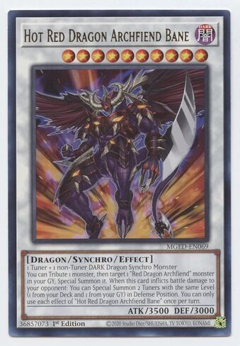 Hot Red Dragon Archfiend Bane - MGED-EN069 - Rare - 1st Edition in Saudi Arabia