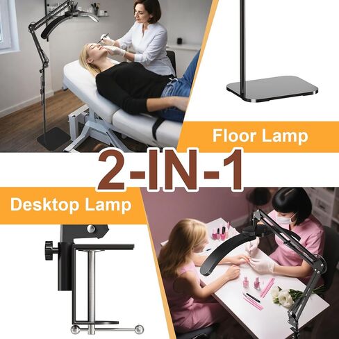 New Upgrad 2-in-1 Lash Light for Eyelash Tech, Foldable LED Half Moon Floor Lamp, Esthetician Light for Tattoo Art, Nail, Craft,Extensions - Adjustable Brightness Color, Rotating Arm(Black) in Saudi Arabia