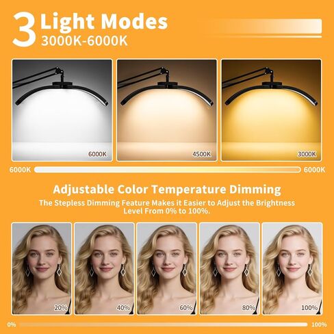 New Upgrad 2-in-1 Lash Light for Eyelash Tech, Foldable LED Half Moon Floor Lamp, Esthetician Light for Tattoo Art, Nail, Craft,Extensions - Adjustable Brightness Color, Rotating Arm(Black) in Saudi Arabia