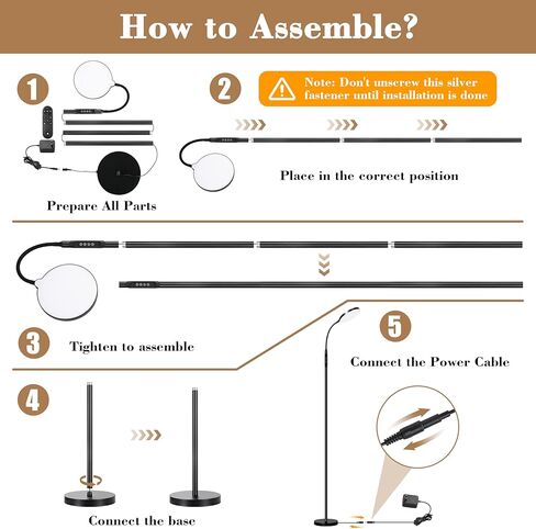 Floor Lamp for Indoor, 240 LEDs Eye Protection Lamp, Adjustable Height,Remote & Touch Control, Dimmable, Flexible Gooseneck with Stand, Reading Lamp for Living Room Bedroom Office, Black in Saudi Arabia