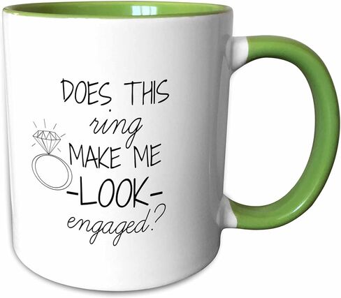 3dRose Does This Ring Make Me Look Engaged Black With White Background Mug, 11 oz in Saudi Arabia