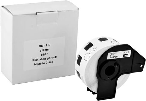 (لفة واحدة/ 1200 ملصق لكل لفة) متوافقة مع Brother DK1219 DK-1219 بقطر 1/2 بوصة 12 مم ملصقات ورقية بيضاء مستديرة مع خرطوشة تستخدم في QL-500 QL-550 QL-560 QL-700 QL-800 QL-810W QL-1050 in Kuwait