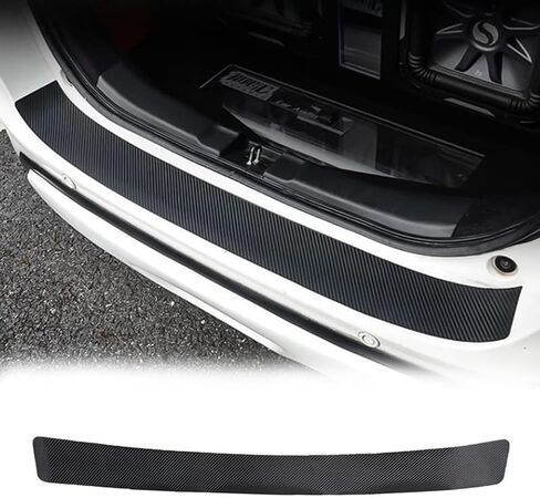 Rear Bumper Guard Protector for Porsche Cayenne 2019-2024 2025, Carbon Fiber Leather Anti-Scratch Strip Door Trunk Door Sill Cover Scuff Plate Strip,L in Saudi Arabia