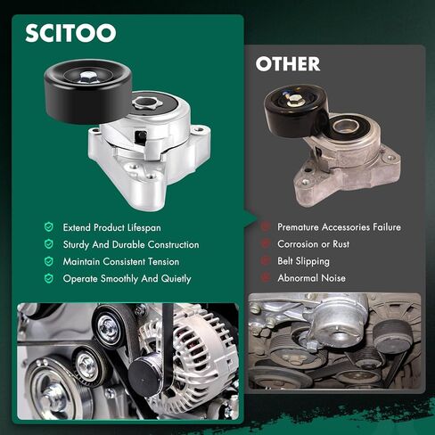 SCITOO 419-013 119558J000 Belt Tensioner with Pulley Fits for 2002-2012 for NISSAN Altima 2008-2013 for NISSAN Rogue 2002-2012 for NISSAN Sentra in Saudi Arabia