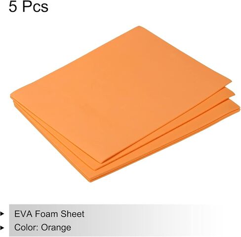 Generic صفائح إسفنجية EVA برتقالية 7.6 بوصة × 5.9 بوصة سمك 2 مم للحرف اليدوية، عبوة من 5 قطع in Saudi Arabia