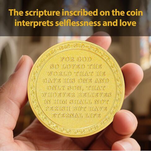 Christian Challenge Coin, Jesus Crucifixion Garden Token with John 3:16 Bible Verse, Faith-Based Religious Coin, Inspirational Christian Gifts for Men Women (5 PCS) in Kuwait