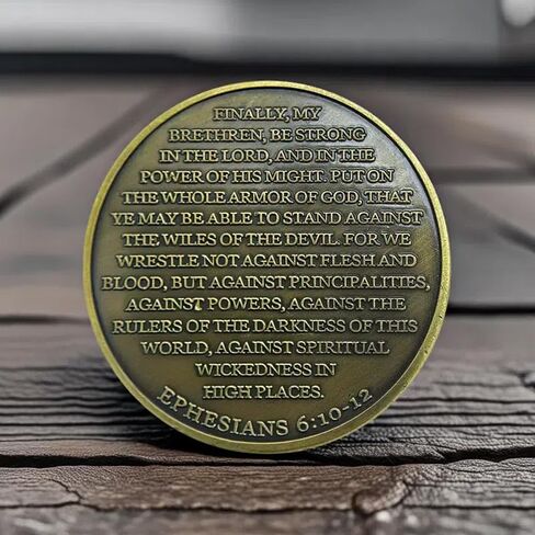 Armor of God Scripture Coin – Ephesians 6:10-13 Bible Verse Challenge Coin with Full Armor Design, Christian Faith Gift in Saudi Arabia