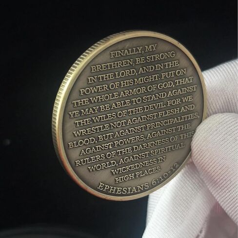 Armor of God Scripture Coin – Ephesians 6:10-13 Bible Verse Challenge Coin with Full Armor Design, Christian Faith Gift in Saudi Arabia
