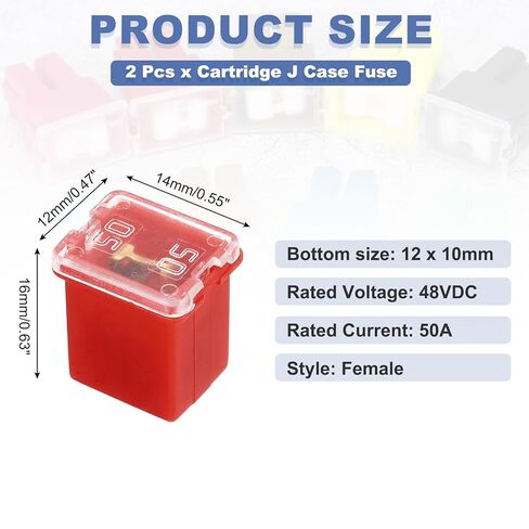 MECCANIXITY 2 Pcs Cartridge Fuse, 48VDC 20A Low Profile Terminal Automotive Assortment Case Fuse for Car, Truck, RV, Boats in Saudi Arabia