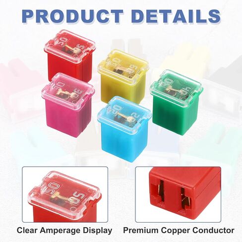 MECCANIXITY 2 Pcs Cartridge Fuse, 48VDC 20A Low Profile Terminal Automotive Assortment Case Fuse for Car, Truck, RV, Boats in Saudi Arabia