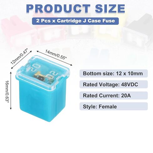 MECCANIXITY 2 قطعة خرطوشة فيوز، 48VDC 20A مجموعة متنوعة من السيارات الطرفية منخفضة الشكل للسيارة والشاحنات والمركبات الترفيهية والقوارب in Kuwait