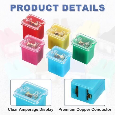 MECCANIXITY 2 قطعة خرطوشة فيوز، 48VDC 20A مجموعة متنوعة من السيارات الطرفية منخفضة الشكل للسيارة والشاحنات والمركبات الترفيهية والقوارب in Kuwait