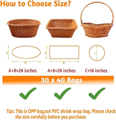 Lhocm Extra Large Cellophane Bags, 30x40 Inch Clear Gift Wrap - 6 Pack 2.8 Mil Thick for Christmas Gift Baskets in Saudi Arabia
