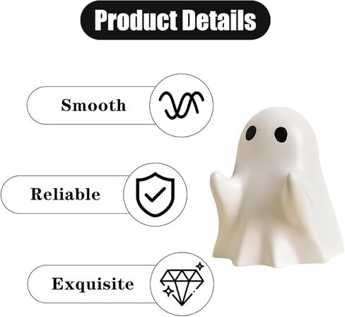 1 Pcs Funny Ghost Pen Holder Cute Pen Holder Resin Ghost Figurine Pencil Stand for Home Office Desktop Decoration, White in Saudi Arabia