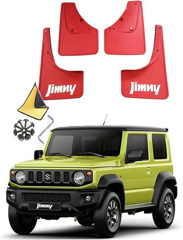 اللوحات الطينية للسيارة سوزوكي جيمي HJ BJ64 BJ74 2019-2025 مصبوبة حسب الطلب الأمامي والخلفي واقيات الطين الواقية من الرذاذ طقم مشاعل 4 قطع من ملحقات السيارات، أرسل منشفة غسيل سيارة واحدة، أسود in Saudi Arabia