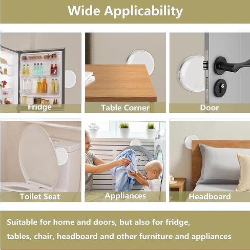 Wall&Door Stopper Set, 2", 6-Piece Clear Rubber Door Knob Cushions, Round Wall Shield, Quiet Protector-Adhesive in Saudi Arabia