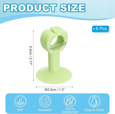 uxcell 6Pcs Silicone Door Handle Stopper, Suction Cup Door Stops Wall Protector No Drilling Anti-Collision Door Handle Bumpers for Bedroom Bathroom Office Furniture, Green 2.2x1.3 in Saudi Arabia