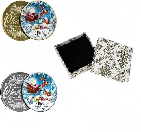 Homerelux 2 PCS Christmas Decorative Coin，Santa Claus Lucky & Decision Coin, Merry Plated Coins for Xmas Stocking Stuffers Gift Collection New Year Party Decor (Moon Santa) in Saudi Arabia