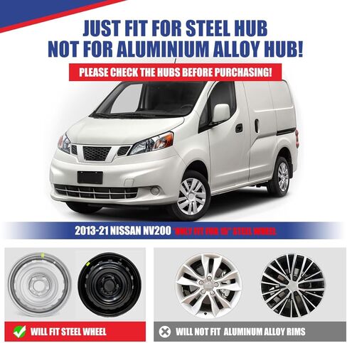 WolfX 15 بوصة Hubcaps مجموعة من 4 غطاء حافة العجلة لنيسان NV200 2013-2021 (يناسب فقط المحور الفولاذي) مادة PP استبدال غطاء محور العجلة، W5133-Lacquer in Kuwait