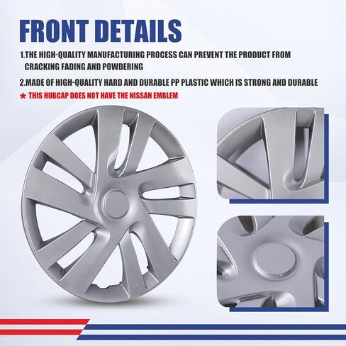 WolfX 15 بوصة Hubcaps مجموعة من 4 غطاء حافة العجلة لنيسان NV200 2013-2021 (يناسب فقط المحور الفولاذي) مادة PP استبدال غطاء محور العجلة، W5133-Lacquer in Kuwait