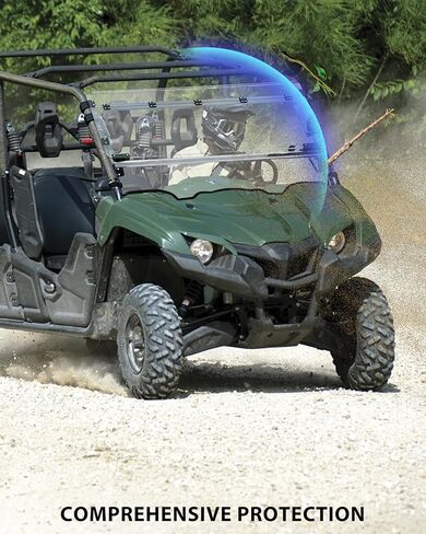 SAUTVS 3-in-1 Flip Up Windshield for Yamaha Viking / Viking VI 2014-2025, Clear 1/5" Hard Coated PC Front Flip Windscreen Accessories, Can be Closed, Vented, or Fully Open in Saudi Arabia