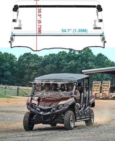 SAUTVS 3-in-1 Flip Up Windshield for Yamaha Viking / Viking VI 2014-2025, Clear 1/5" Hard Coated PC Front Flip Windscreen Accessories, Can be Closed, Vented, or Fully Open in Saudi Arabia