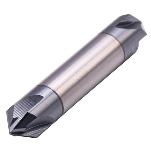 BestParts High Performance Solid Carbide End Mill, Chamfer Mill - Double End - AlTiN Coated, 4 Flute, 90° Chamfer Angle, 1/2" Cutting Diameter, 1/2" Shank Diameter, 3" Overall Length in Kuwait