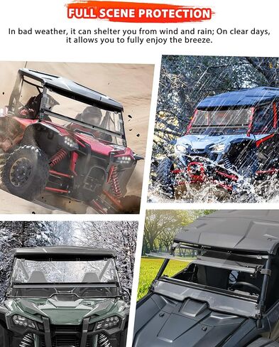 حاجب رياح قابل للطي 3 في 1 لسيارة Honda Talon 1000R 1000X 1000X-4 2019-2025، 1/5 بوصة زجاج أمامي مطلي بالصلب قابل للطي لأسفل، مفتوح / مهووس / مغلق، فيديو التثبيت، 3 قطع in Kuwait