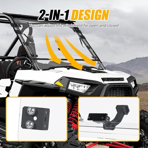KUAFU Flip 2-IN-1 Windshield Compatible with 2008-2023 Polaris RZR 570/ RZR 570 S/ RZR 800/ RZR S 800/ RZR 4 800/ XP 900/ XP 4 900 Full Clear Flip Down Folding Windscreen in Saudi Arabia