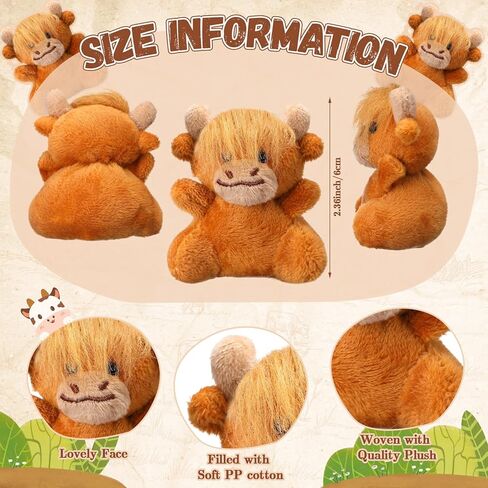 Shappy 50 Pcs Mini Highland Cow Animal Toys 2.36 Inch Small Highland Cattle Stuffed Animals Bulk Cute Tiny Plushies for Birthday Gift Party Carnival Prize in Saudi Arabia