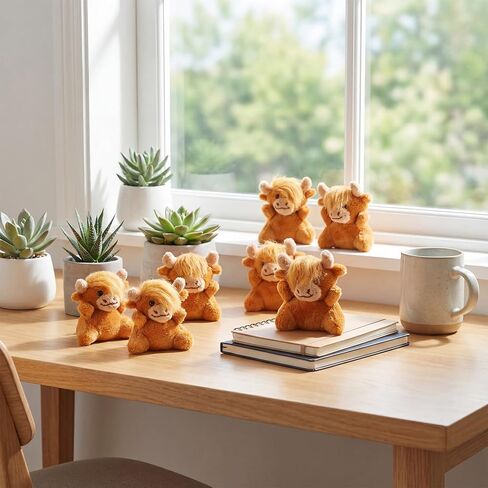 Shappy 50 Pcs Mini Highland Cow Animal Toys 2.36 Inch Small Highland Cattle Stuffed Animals Bulk Cute Tiny Plushies for Birthday Gift Party Carnival Prize in Saudi Arabia