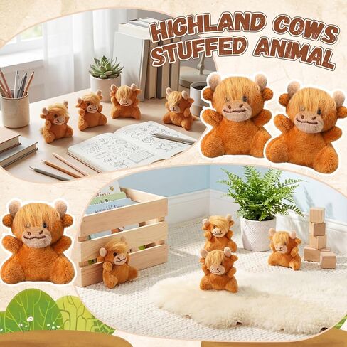 Shappy 50 Pcs Mini Highland Cow Animal Toys 2.36 Inch Small Highland Cattle Stuffed Animals Bulk Cute Tiny Plushies for Birthday Gift Party Carnival Prize in Saudi Arabia