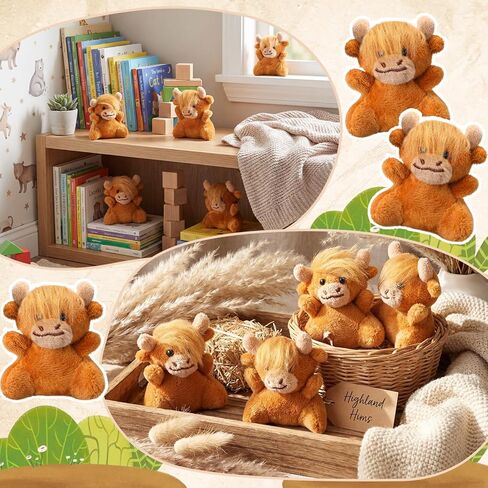 Shappy 50 Pcs Mini Highland Cow Animal Toys 2.36 Inch Small Highland Cattle Stuffed Animals Bulk Cute Tiny Plushies for Birthday Gift Party Carnival Prize in Saudi Arabia