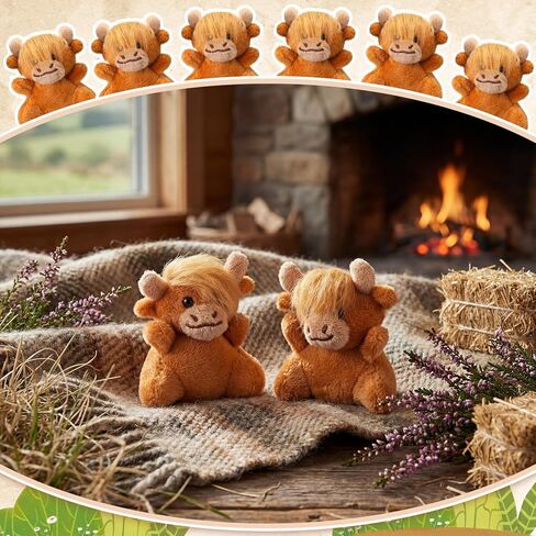Shappy 50 Pcs Mini Highland Cow Animal Toys 2.36 Inch Small Highland Cattle Stuffed Animals Bulk Cute Tiny Plushies for Birthday Gift Party Carnival Prize in Saudi Arabia