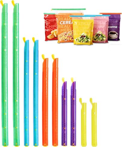 Bag Sealer Clip, 10 Pack Food Clips, Durable and Reusable Chip Clips Seal Food Bags Air Tight, Set includes:11.42" Green, 8.86" Blue, 7.28" Orange, 5.12" Purple, 3.54" Yellow in Saudi Arabia