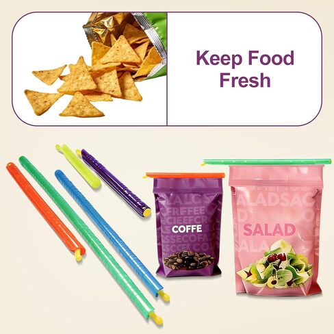 Bag Sealer Clip, 10 Pack Food Clips, Durable and Reusable Chip Clips Seal Food Bags Air Tight, Set includes:11.42" Green, 8.86" Blue, 7.28" Orange, 5.12" Purple, 3.54" Yellow in Saudi Arabia