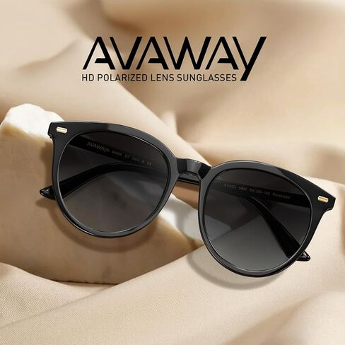 AVAWAY نظارات شمسية نسائية من الأسيتات مستقطبة للأشعة فوق البنفسجية 400 حماية عصرية على شكل سلحفاة بإطار مستدير فئة 3 ظلال شمسية من Sunies in Saudi Arabia