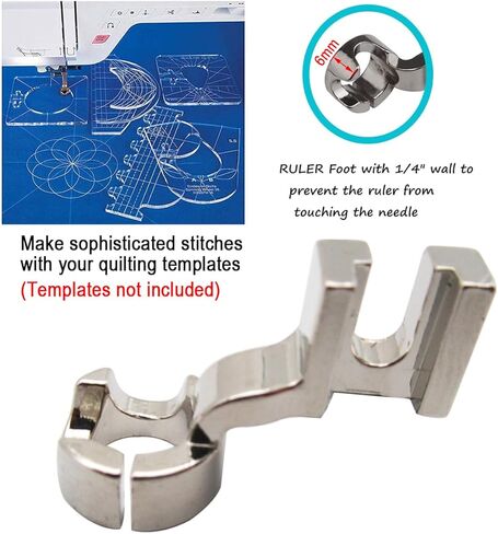 1/4 inch Free Motion Quilting Foot with Ruler for Sewing Machine Compatible with Most Low Shank Singer, Brother, Babylock, Janome, Kenmore, White, Juki, New Home,Elna and More in Saudi Arabia