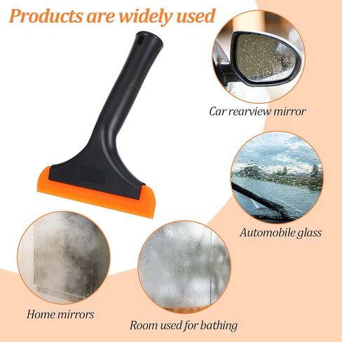 ممسحة سيليكون صغيرة، منظف باب زجاجي للنافذة والدش مقاس 5.9 بوصة، شفرة مياه تلقائية مع مقبض غير قابل للانزلاق للزجاج الأمامي للسيارة والمرآة والسطح (أسود) in Kuwait